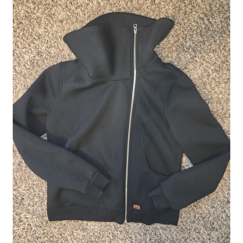 Peace Love World Size Medium Jacket Black Funnel Neck Zip Up w/ Pockets